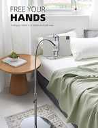 Lamicall Tablet Floor Stand Gooseneck - Swivel Tablet Holder Mount with Adjustable Height & 10.6lb Stable Base, for 4.7-13" iPad mini Air Pro 12.9/9.7, Tab, Kindle, iPhone Air 17 Pro Max, Phones - color: Silver
