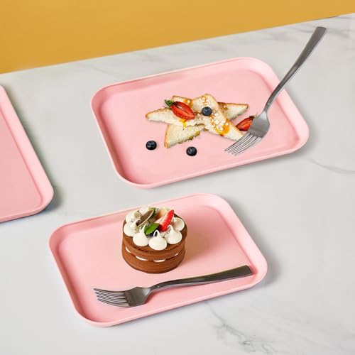Pink Plastic Serving Platters and Trays,Serving Dishes for Entertaining,Rectangular Platters for Serving Food, Appetizer Serving Trays for Snacks,Charcuterie,Chips,Candy,Fruit,Sushi - color: Tray-s-2pack-pink