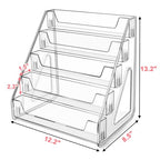 Tall 5-Tier Acrylic Card Display Stand for Greeting Cards, Sports Cards, Postcards, Stickers & Brochures, Easy Snap-On Sticker Display Rack