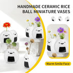 Mini Vases for Flowers 6PCS Mini Vase Ceramic Flower Vase Cute Rice Ball White Small Vase Set for Dry Flowers