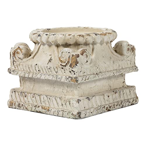 SOFE Column Pedestal Stand for Decoration Display, Distressed White Small Plant Stand, Large Candle Stand, Column Side Table, Classic Plinth Bases for Wedding Party Home Garden