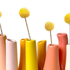 Chive - Pooley 2, Ceramic Flower Vase, 8-Tube Shape (Papaya, Yellow and Pink) - color: Papaya, Yellow and Pink