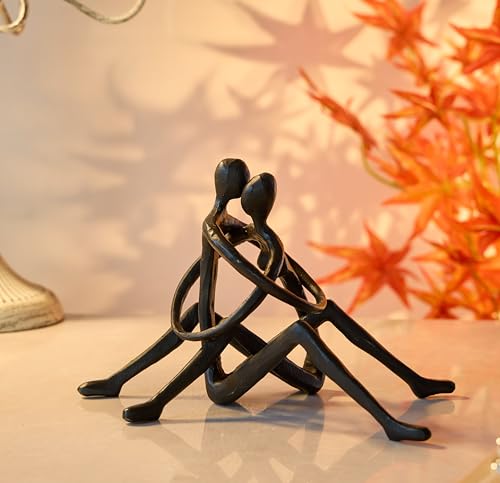 Embracing Couple Iron Sculpture, Romantic Love Metal Decor, Wedding Anniversary Engagement Valentine’s Day Gift - style: Embracing Couple