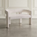 Jofran Gwen Modern Luxury Jacquard Fabric Upholstered Hallway Bedroom Sculpture Bench, 49" W X 22" D X 29.5" H, Natural - color: Natural