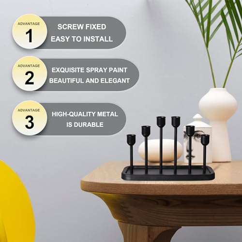 6arms Candle Holder for Taper Candle,Black Metal Holders, for Bathroom, Dining Table, Home Decor, Candle Stand… - size: taper's 6arms