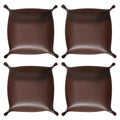 HARFINGTON 4pcs PU Leather Valet Tray Unisex Folding Small Catchall Tray Portable Entryway Table Tray Nightstand Bedside Desk Tray for Key Wallet Watch Coin Jewelry Dice, Dark Brown - color: Dark Brown