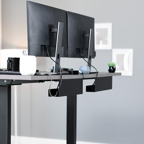 VIVO Under Desk 17 inch Cable Management Trays, Power Strip Holders, Cord Organizers, Wire Tamers for Office and Home, Black, 2 Pack, DESK-AC06-2C - color: Black, size: Standard