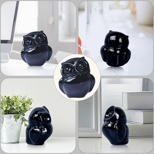 2 Inch Owl Figurine Handcrafted,Obsidian Healing Crystal Animal Sculpture,Home Decor Unique Gift for Collectors,Crystal Artwork Nature Lovers Birthday Anniversary Present Spiritual Gift - color: Obsidian Owl