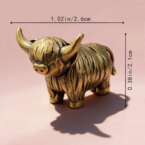 Vintage Mini Yak Brass Figurine Cute 3D Aminal Statues for Home Office Table Desk Mantle Decor Tea Pet Decoration Funny Gifts for Women Men Friend (HTBJ3612) - color: Fdjlcs3612