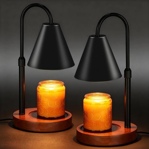 Candle Warmer Lamp with Timer Dimmable 2 Pack,Mothers Day Birthday Gifts for Women Mom, Modern Candle Lamp, Black Candle Warmer for Jar Scented Candles, Home Decor, Wax Melt Warmer with 4 Bulbs - color: Black-2 Pack
