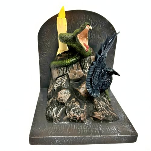 The Bradford Exchange Harry Potter The Journey to Hogworts Bookend Collection Issue #4: Ravenclaw and Slytherin Illuminated Sculptural and Meticulously Hand-Crafted 6.25-inches