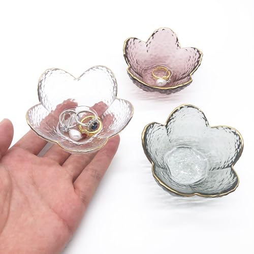 Small Ring Dish Jewelry Bowl, Glass Jewelry Dish Trinket Bowl, Crystal Ring Holder Dish Jewelry Plate, Nightstand Decor Jewelry Holder Dish, Engagement Gift Jewelry Tray Dish for Rings, Keys - color: Clear