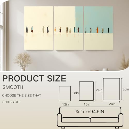 Wivsev Abstract People in Line,Minimalist Human Figures Illustrations Fine Art, Decorative Zen Multicolor Country,Abstract People Silhouettes for Bedroom,Livingroom,Bathroom (12" x 18" x 3 pcs) - size: 12" x 18" x 3 pcs