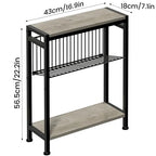 Small Side Table for Small Space, 3-Tier Narrow End Table with Magazine Holder, Slim Nightstand, Skinny Snack Couch Table in Living Room, Bedroom, Study, Kitchen and Balcony (Greige) - color: Greige