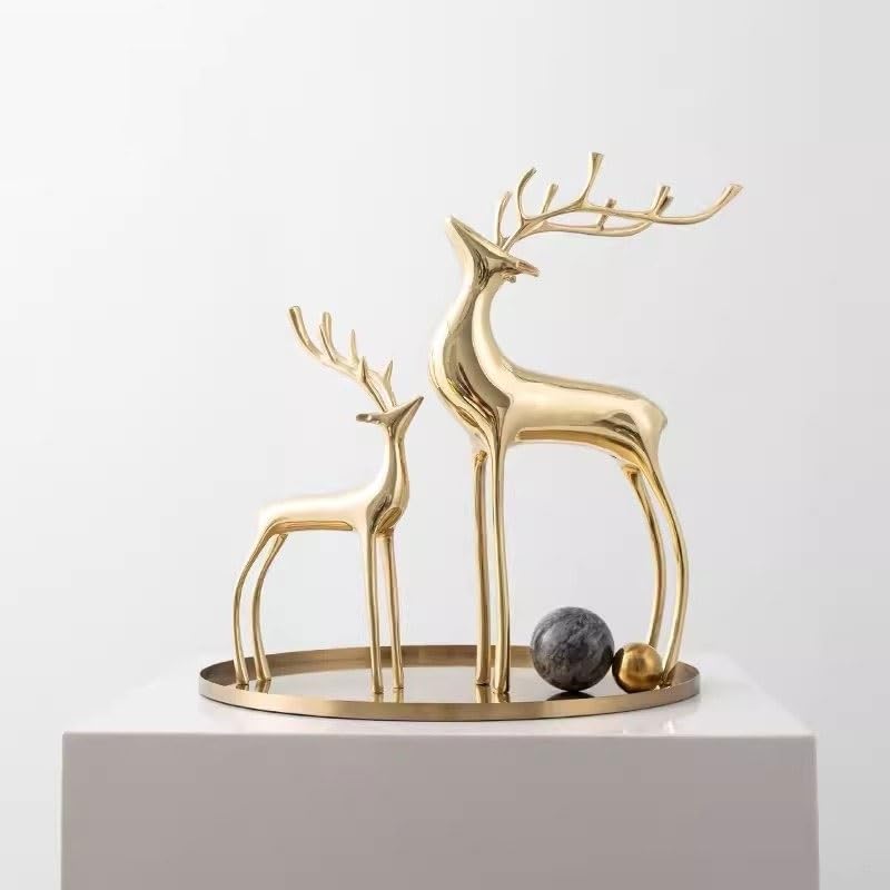 Statue Decorations Modern Luxury Copper Deer Ornament Living Room Coffee Table Entrance Hotel Soft Decorations Home Decor Object, WANGJIANJUN2023