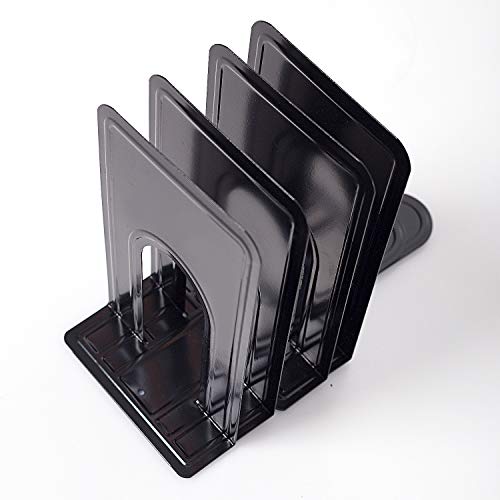 8 Pairs 16 Pieces 8.3 x 5.1 x 6.5 Inch Metal Bookends, KINJOEK Heavy Duty Book Support with Anti Slip Pads for Books, Magazines, DVDs, Perfect for Home, Office, School, Library, Black - size: 8Pairs Black