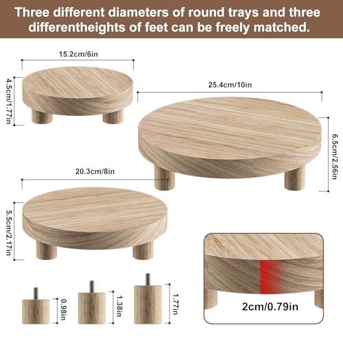 3 Pcs Wood Plant Stand Indoor Outdoor, Round Wood Riser for Decor 6/8/10" Wooden Stool Display Stand Flower Pot Holder Small Planter Tray Modern Potter Decorative for Desktop Counter Room (Natural) - color: Natural