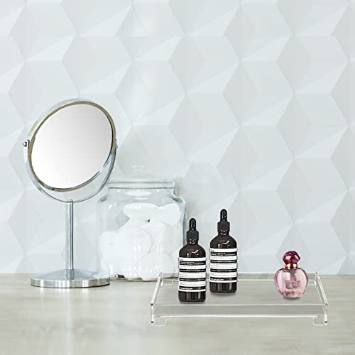 Vanity Bathroom Tray, Acrylic Rectangle Decorative Catchall Organizer Storage Tray (Medium-Clear) - color: Medium-clear, size: 9.6" x 5.9" x 1.1"