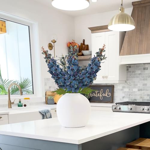 Briful 3PACK Artificial Delphinium Flowers – 36.2in Tall Faux Larkspur Silk Floral Stems Blue Fake Delphinium Flower for Indoor Home Decor Vase Arrangements - color: Blue