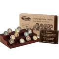 Challenge Coin Display Stand - Where Every Coin Tells A Story - Solid Wood Military Coin Rack | 9-Row Ladder Design Holds 45-60 Coins | Desktop Holder for Army Police Firefighters (Walnut) - color: Walnut