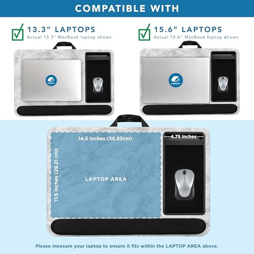 LAPGEAR Home Office Pro Lap Desk with Wrist Rest, Mouse Pad, and Phone Holder - White Marble - Fits up to 15.6 Inch Laptops - Style No. 91591 - color: White Marble, size: Home Office Pro W/Wrist Rest