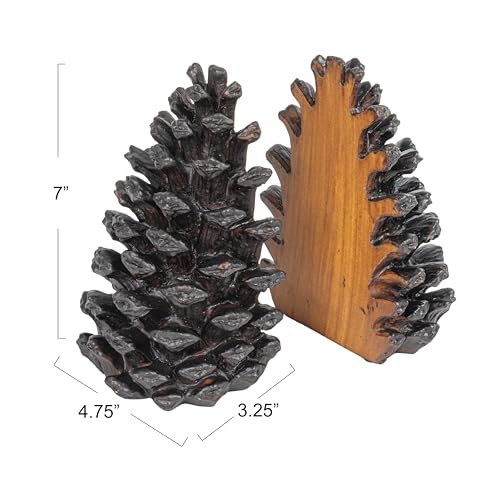 Creative Co-Op Pinecone Shaped Resin Bookends (Set of 2 Pieces) - color: Bronze
