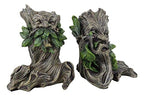 Ebros Gift Mythical Forest Tree Spirit Ent Celtic Greenman Decorative Bookends Figurine Pair Set 6" Tall Wicca Horned God Sculptural Bookend Library Bookshelf Accent