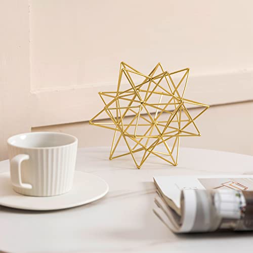 Metal Geometric Table Top Decor, 3D Metal Geometric Sculpture, Gold Abstract Sculpture for Home Decor, Table Art Decorations for Home, Living Room, Office, Bedroom - color: Gold