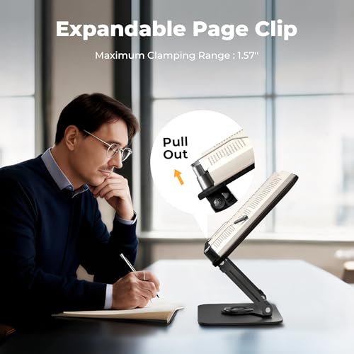 SupeDesk Book Stand for Reading, Adjustable Book Holder with 360° Rotating Bases, Foldable Designs, and Elastic Clips, Multifunctional Display Stand for Recipe, Cookbooks, Magazines, Tablets, Laptops - color: Black Wood