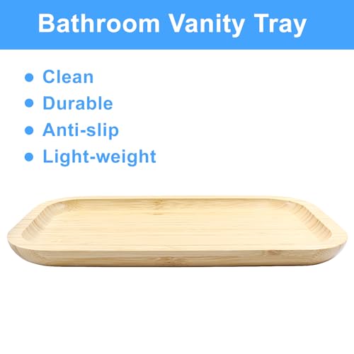 Jiozermi 9.84" Bamboo Serving Tray for Tea, Perfume, Food, Candles & Cosmetics - size: 9.8" x 5.5" x 0.8"