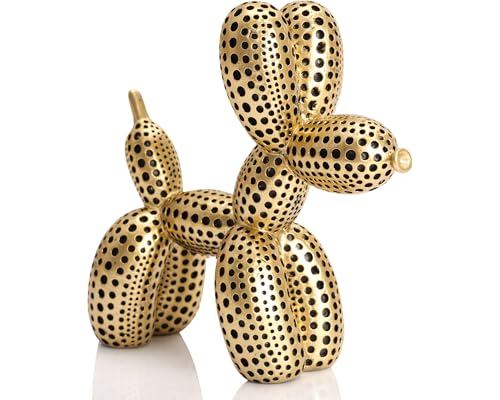 Balloon Dog Statue Decor Polka Dot Dog Cool Stuff to Put on Shelves, Gold Balloon Dog Statue Decoration Fun Paperweight, 5 inch Versatile Color Options - color: Gold