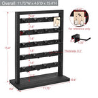 Ikee Design Free Assemble 2 Pcs Set Wooden Jewelry Display Rack with 20 Removable Metal Hooks/Each, Earring Card Display Holder Stand for Necklaces,Bracelet, Keychain Stand, Black Color - color: 8) Black, 2 Pieces