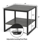 Homieasy End Table, 20 Inch Square End Table, Mini Fridge Stand with 2-Tier Storage Shelves, Industrial Wood Side Table Small Table Stand for Living Room, Bedroom, Office, Black Oak - color: Black Oak