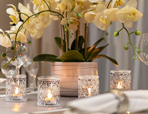 NITIME 12pcs Votive Candle Holders, Clear Glass Candle Holder in Bulk, Tealight Candle Holder for Wedding Decor, Table Centerpiece, Home Decor and Holiday Decor - color: Clear