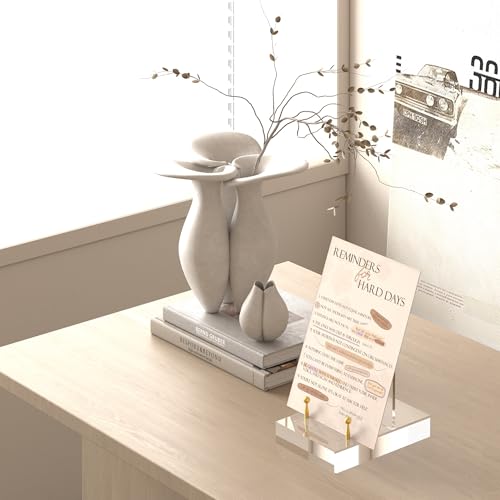 Acrylic Easel Display Stand with Adjustable Gold-Toned Hardware for Pictures, Crystal Clear Acrylic Stand with Floating Appearance for Cookbook, Invitation and Plates, 2-Packs