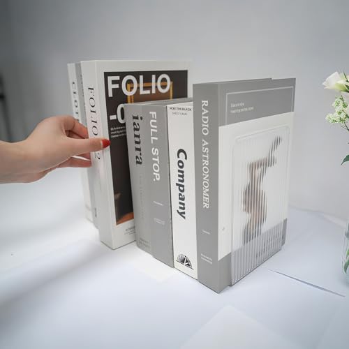 Book Ends for Shelves 6 Pcs Acrylic Bookends Clear Unique Rippled Pattern Book Holder Stand for Heavy Books Home Office School Organizer and Desktop Decorative
