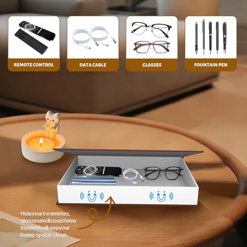 3PCS Decorative Books Coffee Table Decor Book with Hidden Storage and Black Ceramic Tray Decorative Books for Home Decor Boxes for Coffee Table, Bookshelf, Entryway or Office Decor - color: Brown + Beige +Black Tray