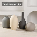 Ceramic Vase Set of 4 Small Vases Home Decor Modern Rustic Farmhouse Pottery Decorative Flower Vases for Pampas Grass Dried Fresh Flowers, Living Room, Bedroom, Table Centerpiece, Mantel, Shelf