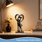 Couple Heart Resin Figurine, 8.1" H, Romantic Gifts for Him & Her, Faux Black Wrought Iron Finish, Engagement Anniversary Wedding Keepsake Home Decor ﻿ - style: Heart