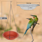 Hanging Bird Feeder Tray 12 inch with Drainage Holes Fit Most Seed, Bird-Feeder Hanging for Garden Yard Outside, Terracotta - color: Terracotta, size: 12 inch
