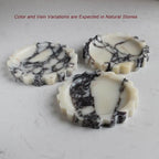 Natural Small Calacatta Viola Marble Tray 6.3", Round Scalloped Tray for Nightstand Dresser, Jewelry Tray for Women's Gift - color: Calacatta Viola