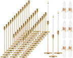 Inbagi 24 Sets Gold Candlestick Holders Bulk for Taper Candles Metal Tall Pillar Candle Stands for Table Centerpiece Wedding Christmas Home Party Decor, Fit 0.79 in Thick Candle