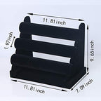 Coward 3 Tier Bracelet Organizer Display Holder, Beige Velvet Stand Rack for Hairband Watch Scrunchie Organizer (Black Velvet) - color: Black