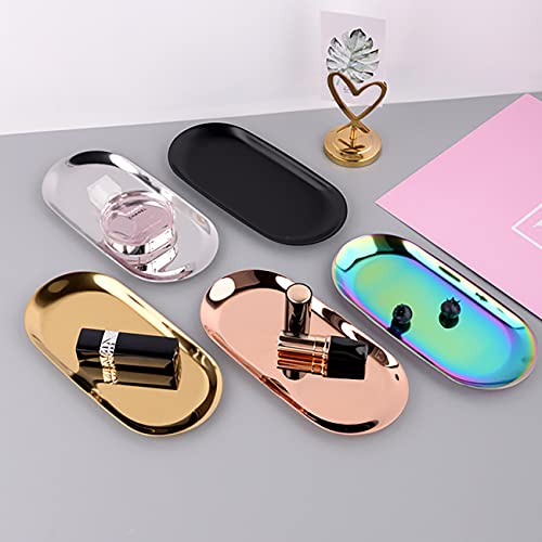 4 Pcs 7 Inch x 3.3 Inch Trinket Tray, Silver Stainless Steel, for Serving Trays Towel Storage Dish Plate Tea Fruit Trays Jewelry Plate Decorative Storage Tray