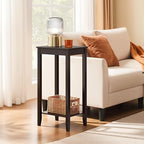 Yaheetech Side Table Set of 2, Wooden End Tables with Storage Shelf and Solid Wood Legs, 29in High Telephone Table Narrow Sofa Side Tables for Living Room/Small Spaces/Hallway/Study, Dark Coffee - style: Double