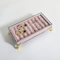 GemeShou velvet slots Ring holder for jewelry organizer, Earring ring display stand for selling, felt ring jewelry holder tray showcase【Velvet slots Ring Holder-Pink】 - color: Pink
