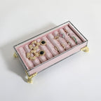 GemeShou velvet slots Ring holder for jewelry organizer, Earring ring display stand for selling, felt ring jewelry holder tray showcase【Velvet slots Ring Holder-Pink】 - color: Pink