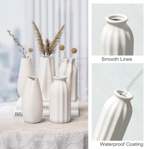OERGKE White Ceramic Vase with Painting Kit Small vases for Flowers, Home Farmhouse Decor Modern Boho Vases for Living Room, Office, Dining Table, Bedroom, Kitchen Shelf(8packs)