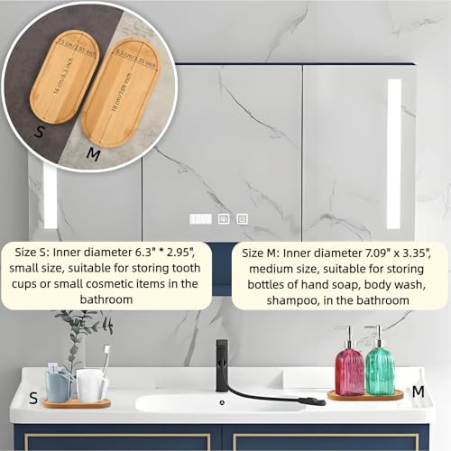 2PCS Bamboo Bathroom Trays - Suitable for The Bathroom,Kitchen,Breakfast Tray and Decorative Tray (6.88 in * 3.46 in) - size: 6.88 in * 3.46 in
