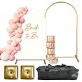 Arch Backdrop Stand and Cover Set 7.2FT - Rose Gold Wedding Arch Frame With Water Weights & Carry Bag - Spandex Fitted Luxury Balloon Arch Stand - Metal Arch Backdrop Stand For Weddings & Parties